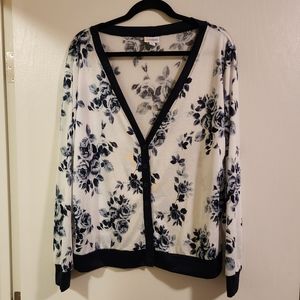 LuLaRoe Cheryl Cardigan Sweater Size XL Gorgeous Blue and White Floral